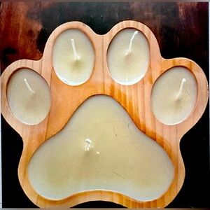 SALE. Candle wooden dog paw 11x7 New only 2 left